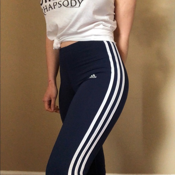 adidas Pants - Adidas navy high rise straight leg track pants